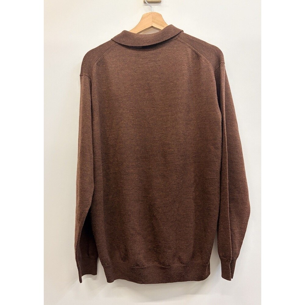 Jos A Bank Brown 100% Merino Wool XL Polo Sweater - Picture 5 of 7